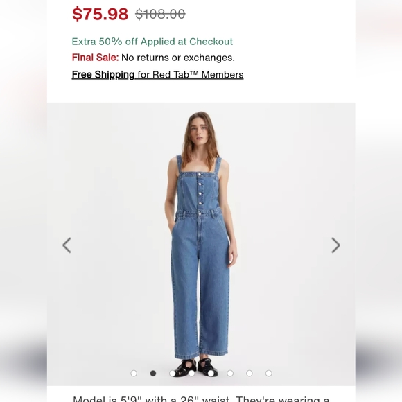 BRAND NEW LEVIS DENIM ROMPER - Picture 2 of 16